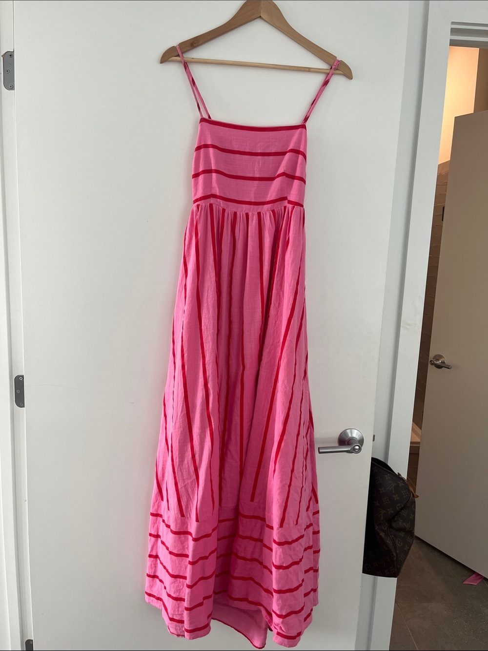 By Together Pink Striped Spaghetti-Strap Maxi Dress